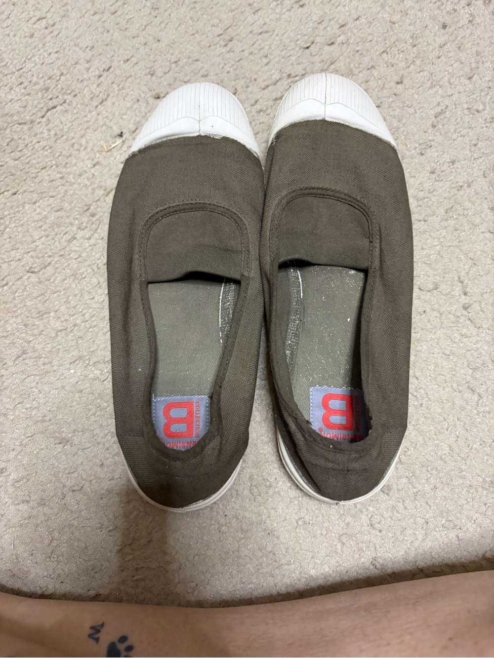 Bensimon Brown Canvas Slip-On Sneakers with White Toe